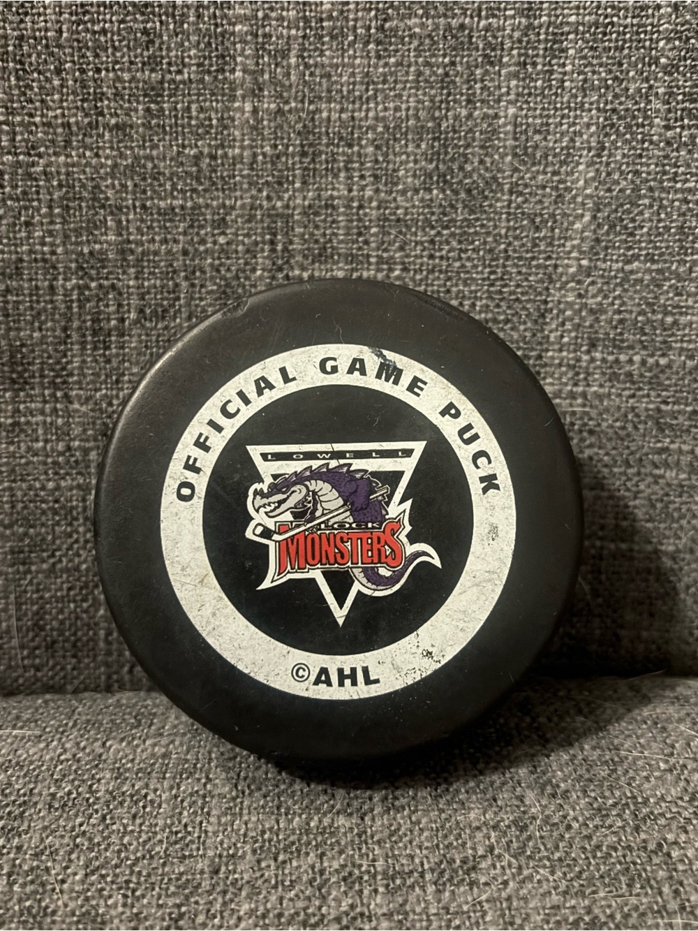 Lowell Lock Monsters AHL Vintage Game Used Hockey Puck